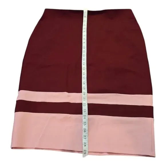 Eloqii Colorblock Column Skirt Burgundy and Pink Career midi Plus Size 20‎ New! - Picture 5 of 11